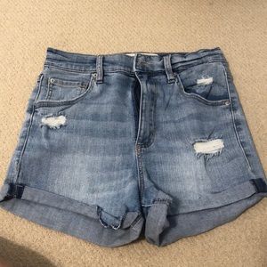 High waisted stretch garage Jean shorts